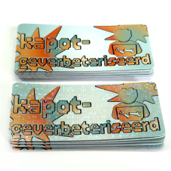 'kapotgeverbeteriseerd' holografische sticker (1 stuk)