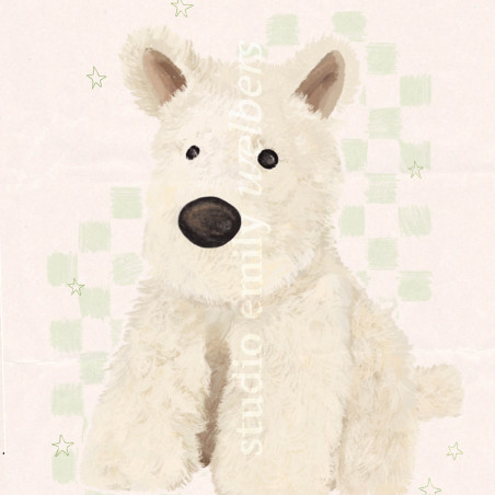 munro scottie dog, jellycat, art print