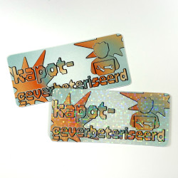 'kapotgeverbeteriseerd' holografische sticker (1 stuk)